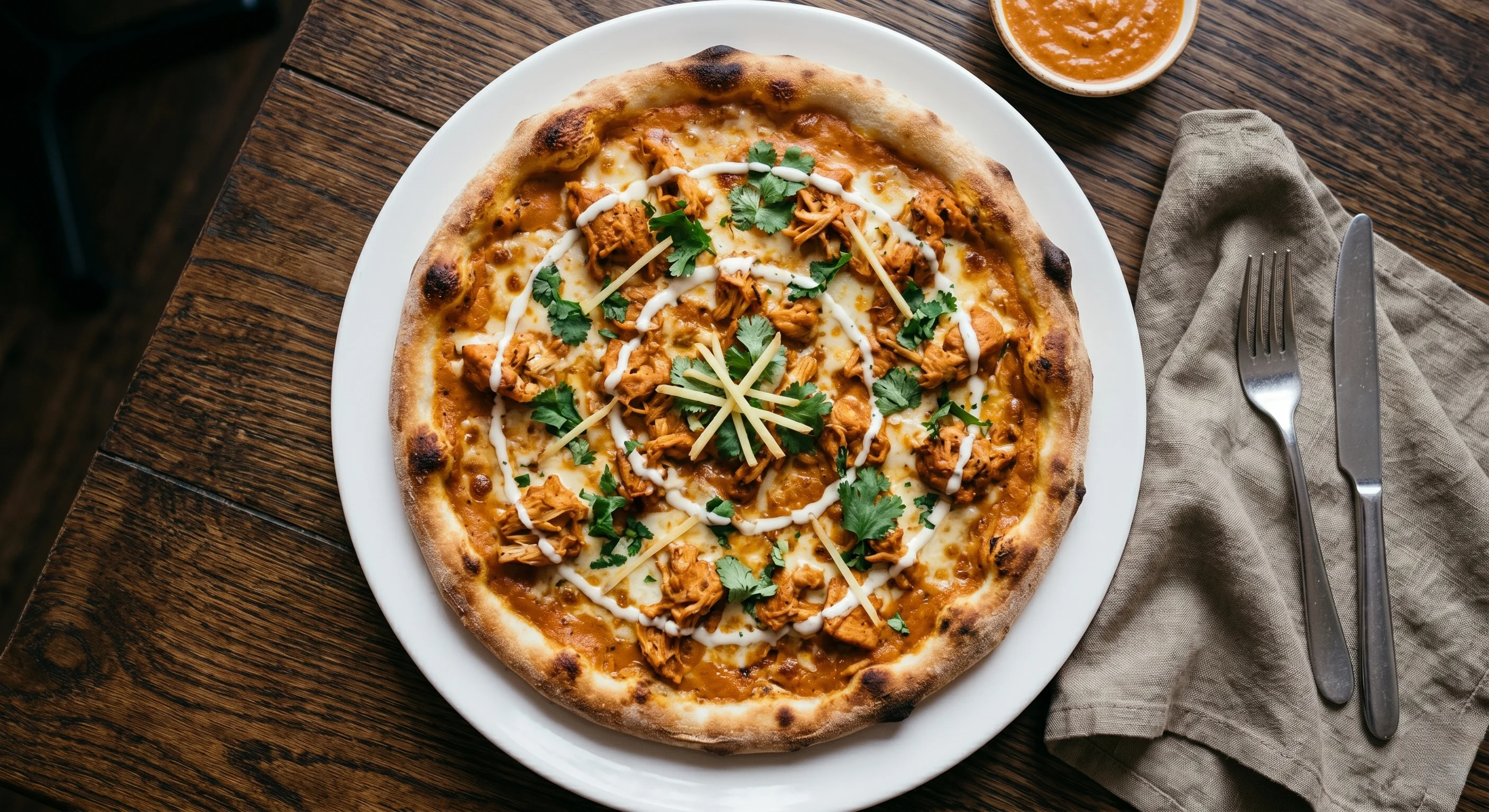 Butter Chicken Pizza at Taj Mahal Food, London, Ontario